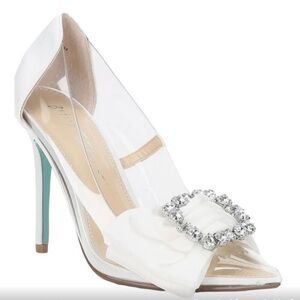 Betsey Johnson Heels - Rhinestone Ivory Bridal Wedding Dress Shoes used once